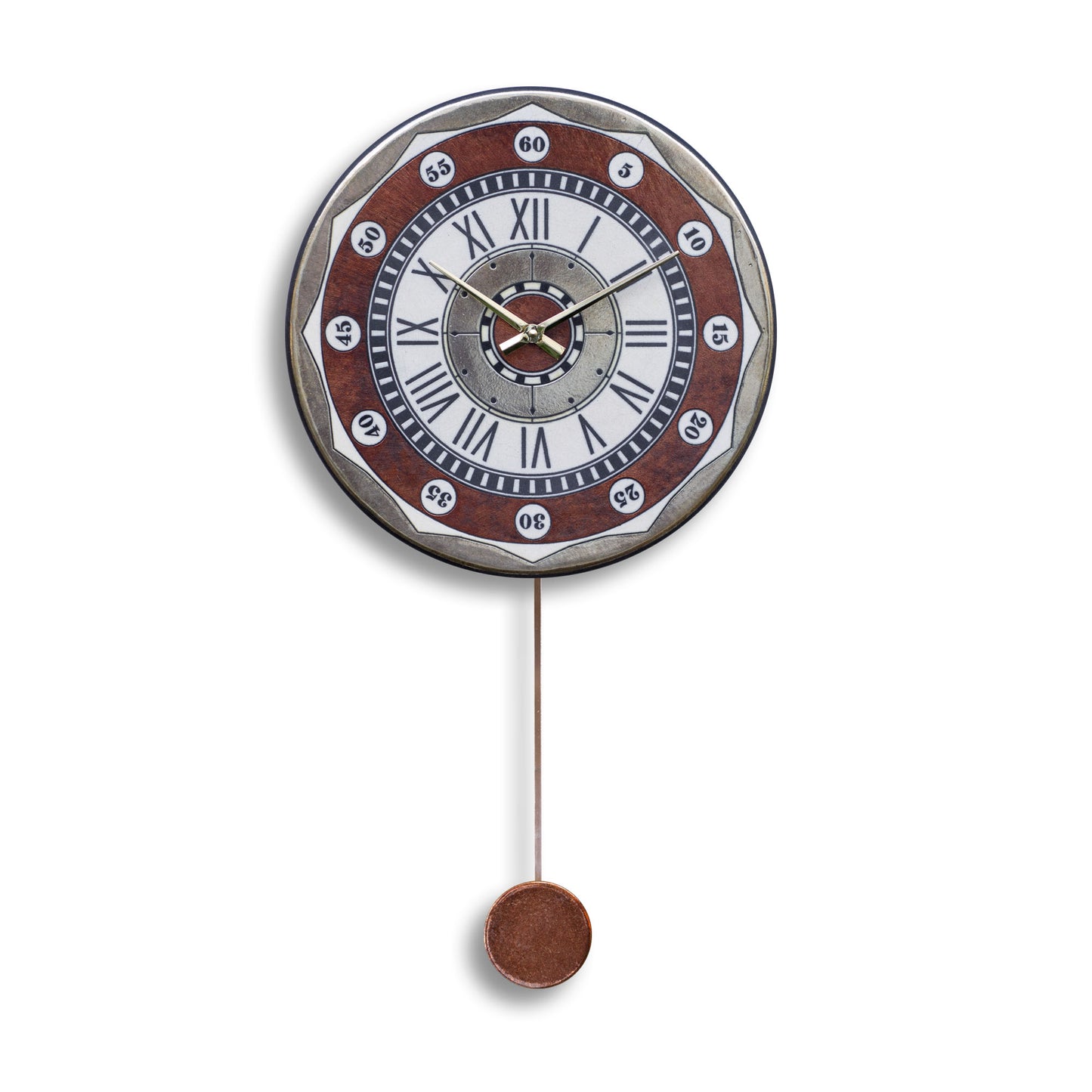 Orologio artigianale da parete in ceramica Raku design Meccanismi del Tempo - Diametro 35 cm