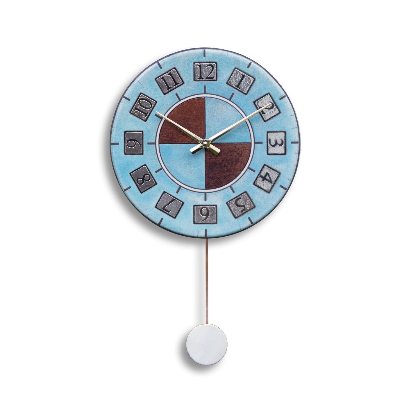 Orologio artigianale da parete in ceramica Raku design Minimal Retrò - Diametro 29 cm
