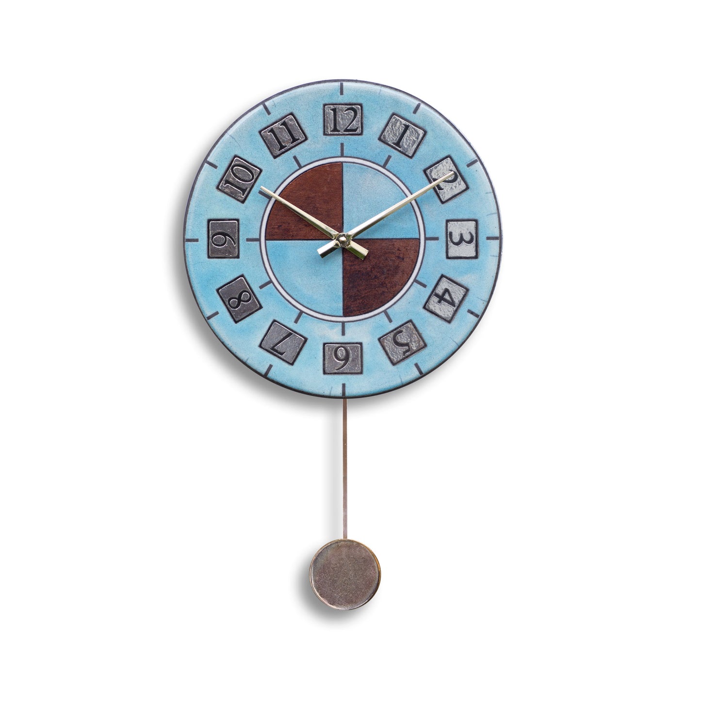 Orologio artigianale da parete in ceramica Raku design Minimal Retrò - Diametro 29 cm