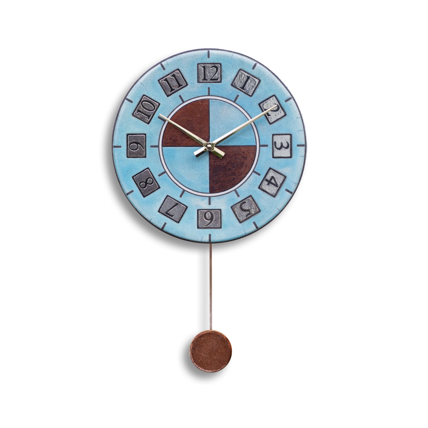 Orologio artigianale da parete in ceramica Raku design Minimal Retrò - Diametro 29 cm