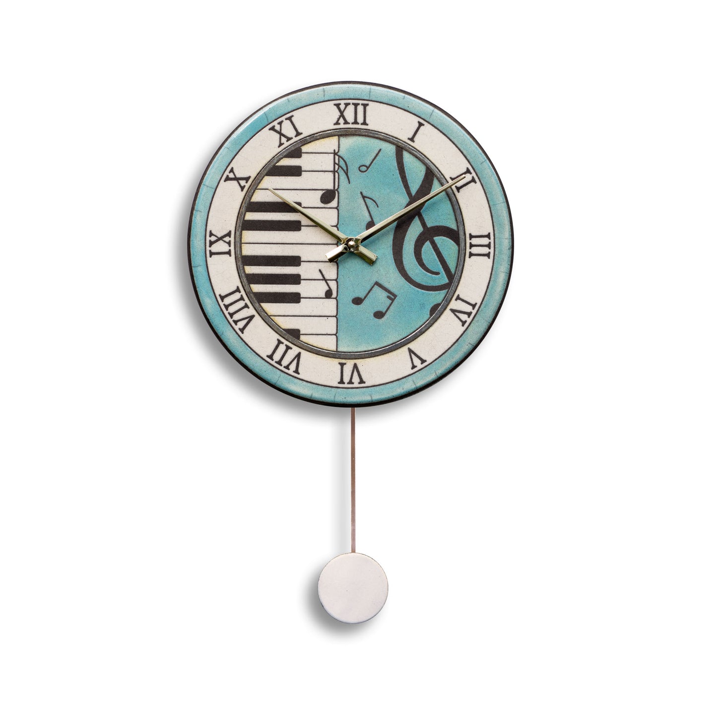 Orologio artigianale da parete in ceramica Raku design Sinfonia del Tempo - Diametro 29 cm