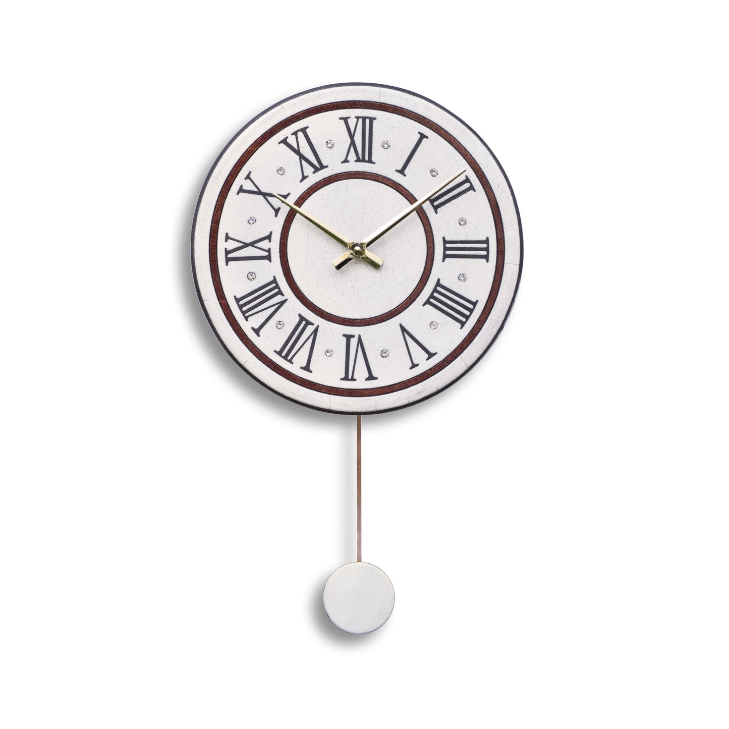 Orologio artigianale da parete in ceramica Raku design Classico Romano - Diametro 29 cm