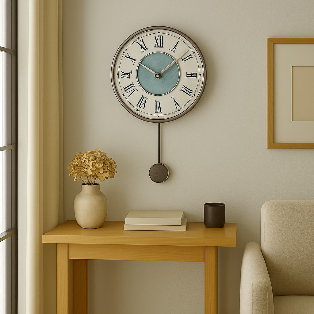 Orologio artigianale da parete in ceramica Raku design Essenza Classica - Diametro 29 cm