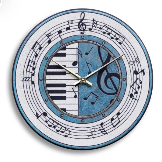 Orologio artigianale da parete in ceramica Raku design Melodia Visiva - Diametro 35 cm
