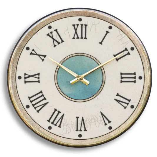 Orologio artigianale da parete in ceramica Raku design Patina Classica - Diametro 35 cm