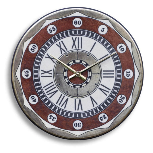 Orologio artigianale da parete in ceramica Raku design Meccanismi del Tempo  - Diametro 35 cm