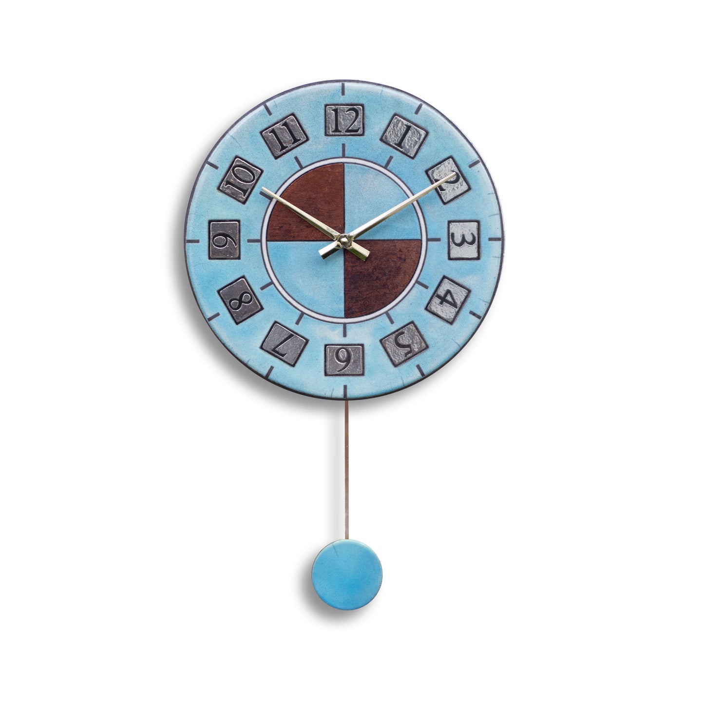 Orologio artigianale da parete in ceramica Raku design Minimal Retrò - Diametro 29 cm