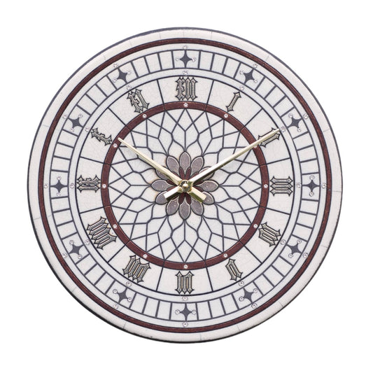 Orologio artigianale da parete in ceramica Raku design Rosone Celeste - Diametro 35 cm