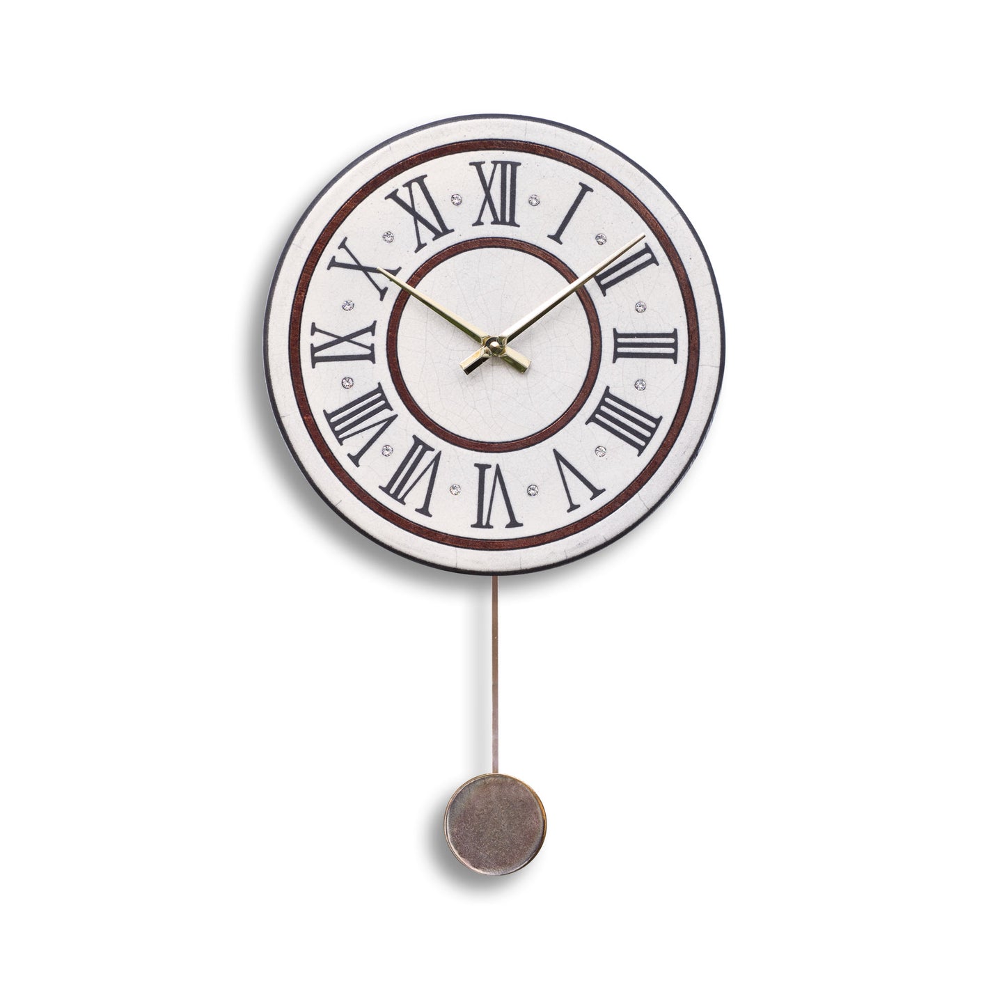 Orologio artigianale da parete in ceramica Raku design Classico Romano - Diametro 29 cm