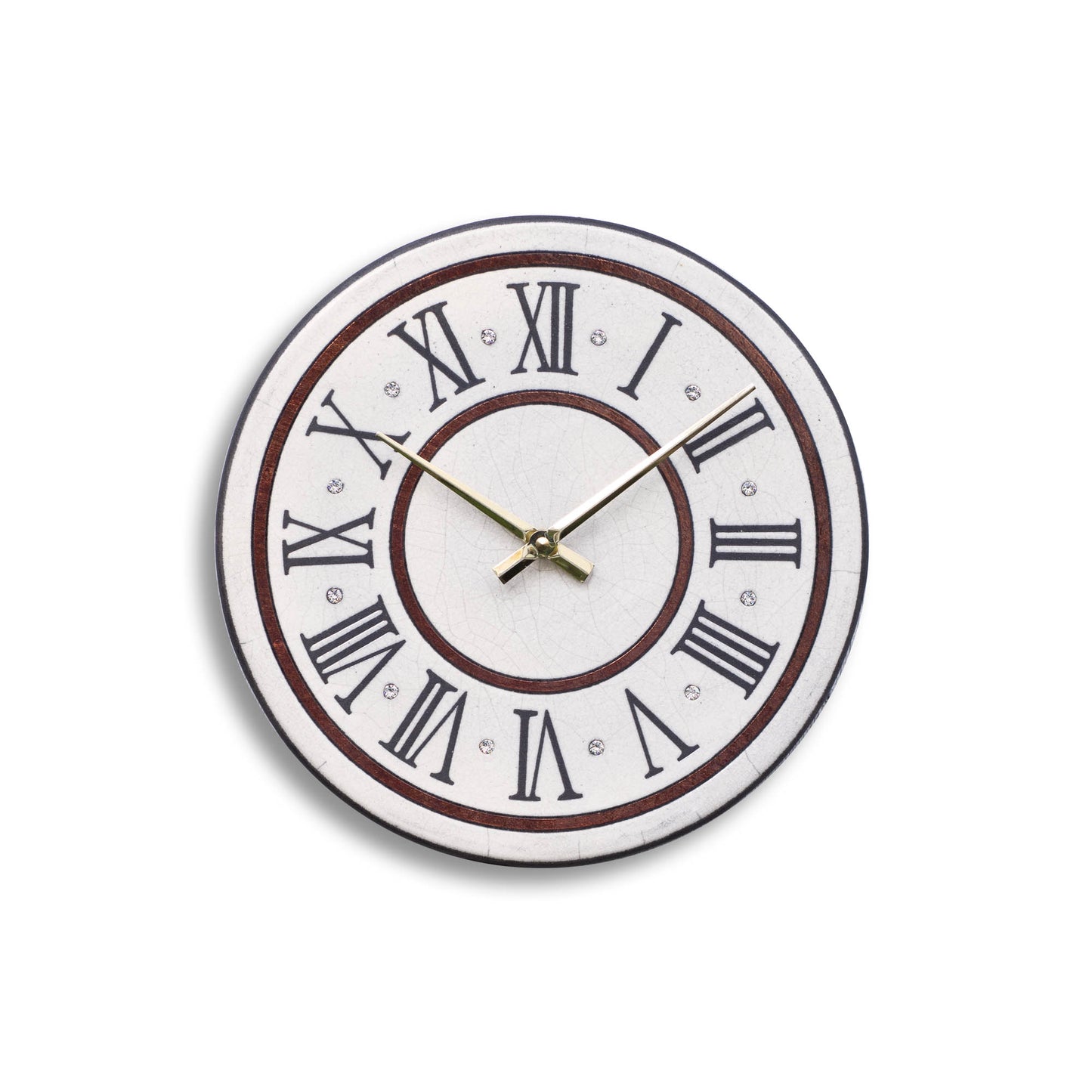 Orologio artigianale da parete in ceramica Raku design Classico Romano - Diametro 29 cm