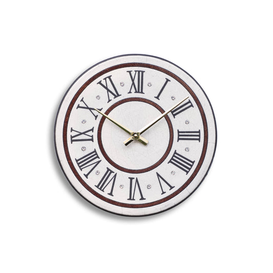 Orologio artigianale da parete in ceramica Raku design Classico Romano - Diametro 29 cm